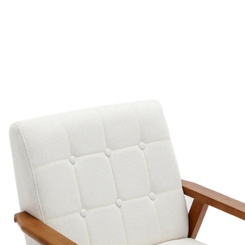 Fauteuil d'appoint avec accoudoirs et pieds en bois massif – Salon, Chambre, Bureau