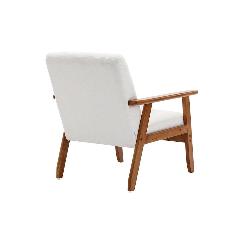 Fauteuil d'appoint avec accoudoirs et pieds en bois massif – Salon, Chambre, Bureau