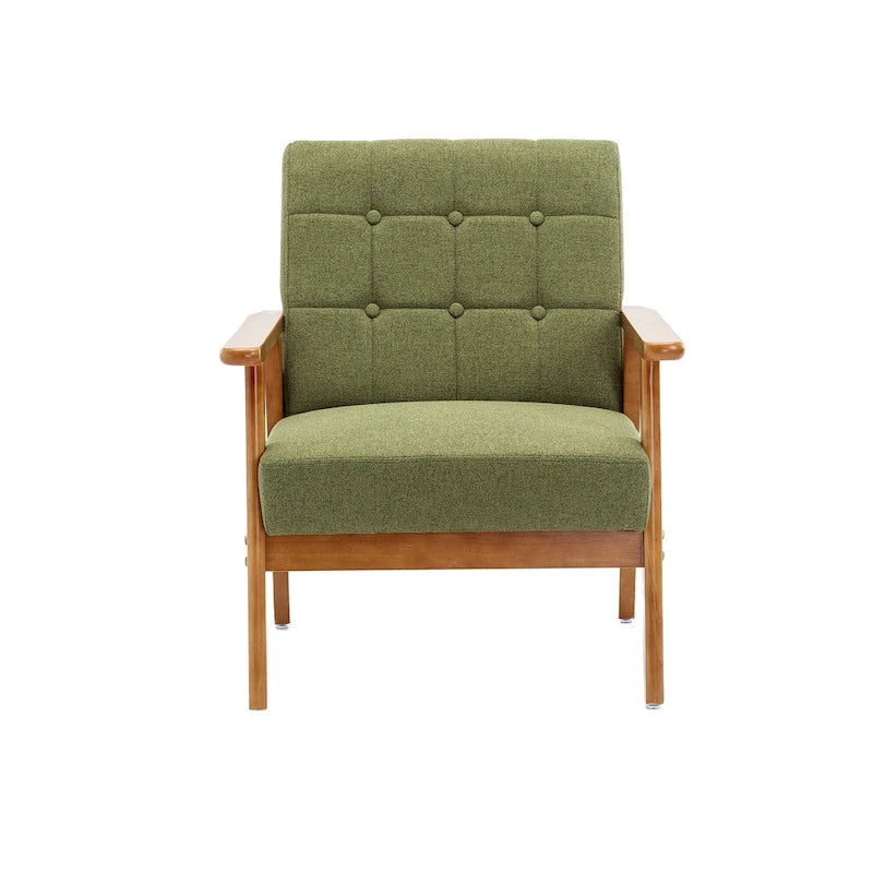 Fauteuil d'appoint avec accoudoirs et pieds en bois massif – Salon, Chambre, Bureau