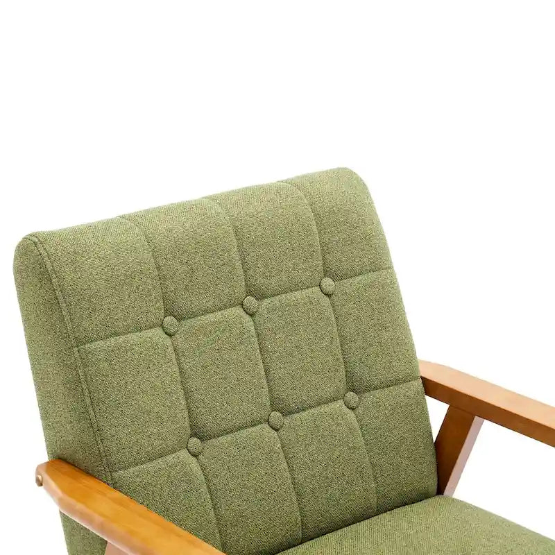 Fauteuil d'appoint avec accoudoirs et pieds en bois massif – Salon, Chambre, Bureau
