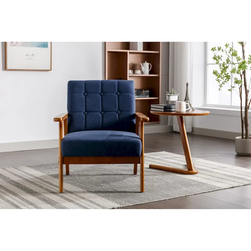 Fauteuil d'appoint avec accoudoirs et pieds en bois massif – Salon, Chambre, Bureau