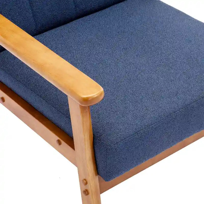 Fauteuil d'appoint avec accoudoirs et pieds en bois massif – Salon, Chambre, Bureau