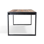 Table de salle à manger en bois recyclé avec pieds en fer