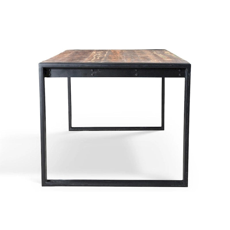 Table de salle à manger en bois recyclé avec pieds en fer