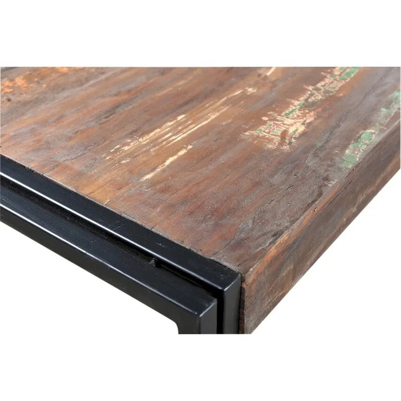 Table de salle à manger en bois recyclé avec pieds en fer