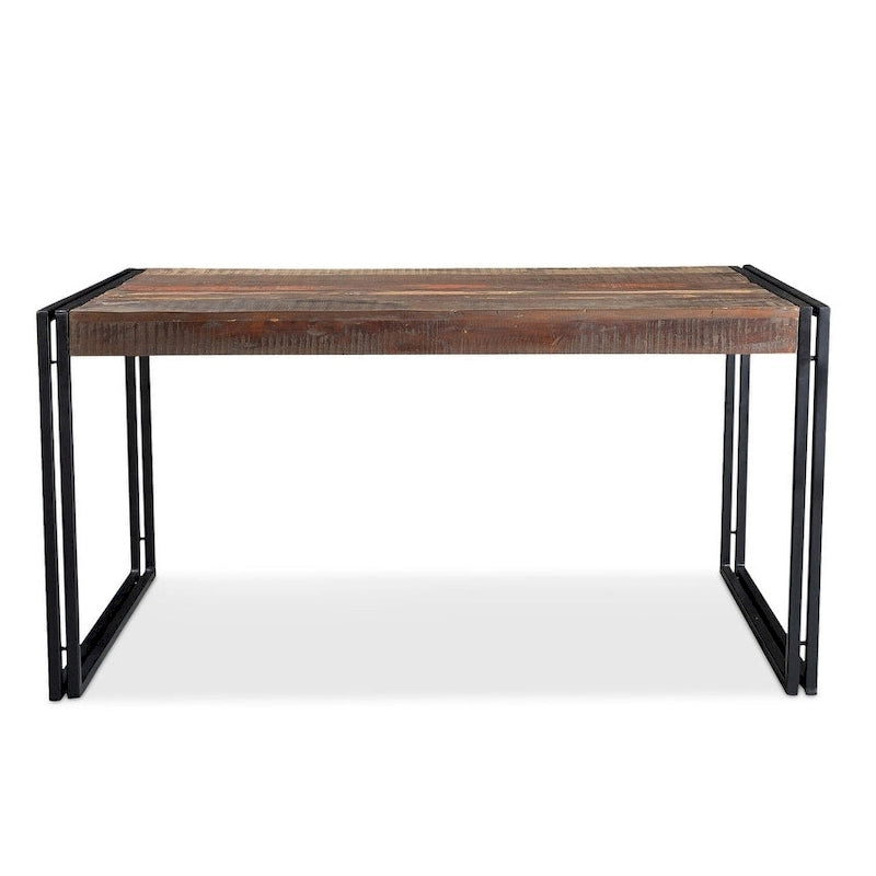 Table de salle à manger en bois recyclé avec pieds en fer