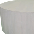 Table Basse Ronde 42" en Bois Massif – Finition Vieillie Blanc Rustique