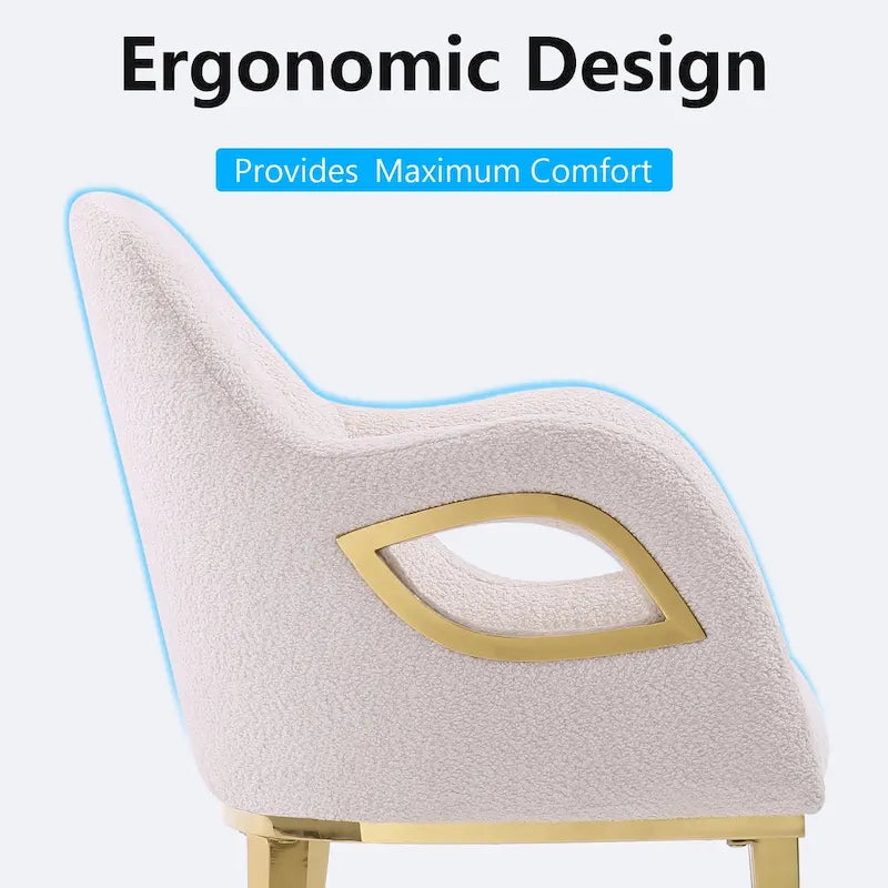 Chaise de salle à manger en velours avec accoudoirs en métal et pieds en acier inoxydable