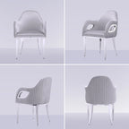 Chaise de salle à manger en velours avec accoudoirs en métal et pieds en acier inoxydable
