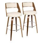 Tabouret de bar pivotant à hauteur fixe de 76 cm avec pieds en bois courbé et repose-pieds rond (lot de 2)