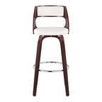 Tabouret de bar pivotant à hauteur fixe de 76 cm avec pieds en bois courbé et repose-pieds rond (lot de 2)