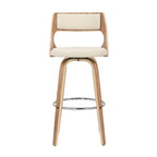 Tabouret de bar pivotant à hauteur fixe de 76 cm avec pieds en bois courbé et repose-pieds rond (lot de 2)