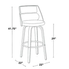 Tabouret de bar pivotant à hauteur fixe de 76 cm avec pieds en bois courbé et repose-pieds rond (lot de 2)