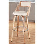 Tabouret de bar pivotant à hauteur fixe de 76 cm avec pieds en bois courbé et repose-pieds rond (lot de 2)