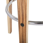 Tabouret de bar pivotant à hauteur fixe de 76 cm avec pieds en bois courbé et repose-pieds rond (lot de 2)