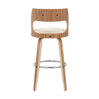 Tabouret de bar pivotant à hauteur fixe de 76 cm avec pieds en bois courbé et repose-pieds rond (lot de 2)