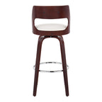 Tabouret de bar pivotant à hauteur fixe de 76 cm avec pieds en bois courbé et repose-pieds rond (lot de 2)