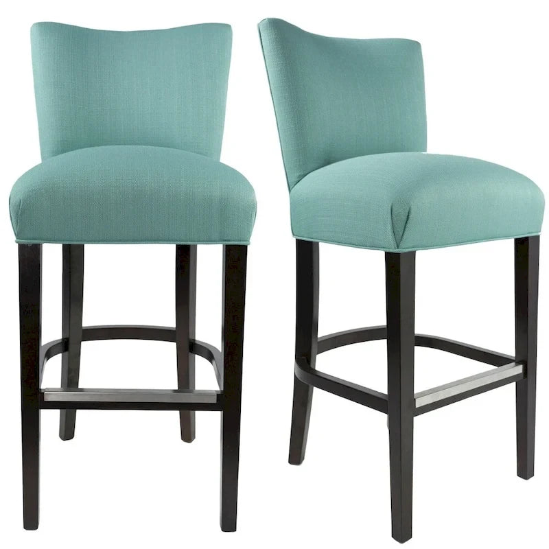 Tabouret de bar contemporain bleu sarcelle rembourré de 76 cm