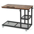 Table d'appoint en C réglable en hauteur avec roulettes