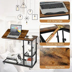 Table d'appoint en C réglable en hauteur avec roulettes