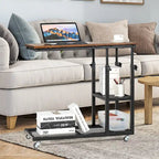 Table d'appoint en C réglable en hauteur avec roulettes