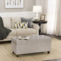 Banc de rangement capitonné avec couvercle à charnière – Gris