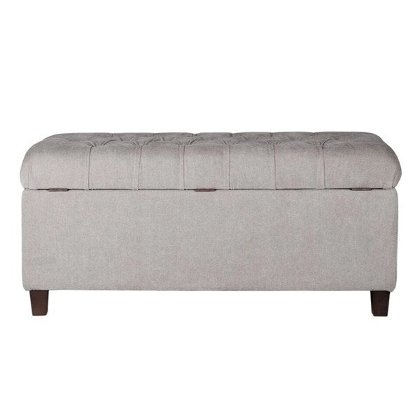Banc de rangement capitonné avec couvercle à charnière – Gris