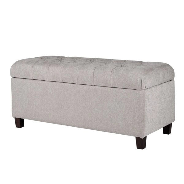 Banc de rangement capitonné avec couvercle à charnière – Gris