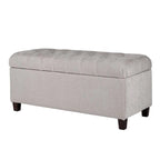 Banc de rangement capitonné avec couvercle à charnière – Gris