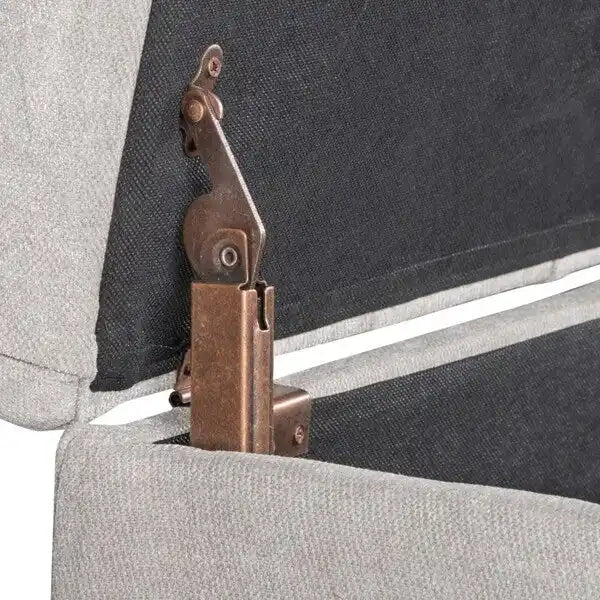 Banc de rangement capitonné avec couvercle à charnière – Gris