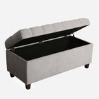 Banc de rangement capitonné avec couvercle à charnière – Gris