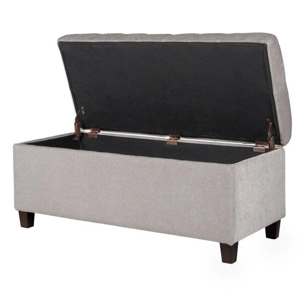 Banc de rangement capitonné avec couvercle à charnière – Gris