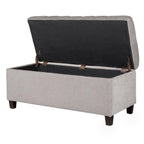 Banc de rangement capitonné avec couvercle à charnière – Gris
