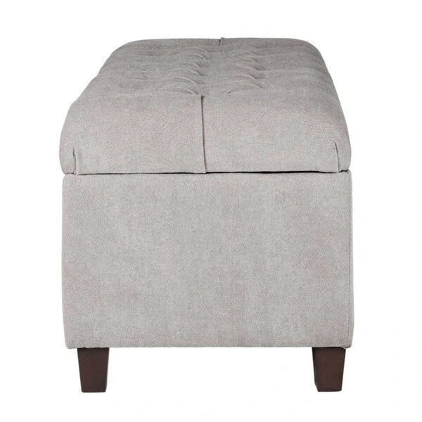 Banc de rangement capitonné avec couvercle à charnière – Gris