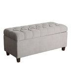 Banc de rangement capitonné avec couvercle à charnière – Gris