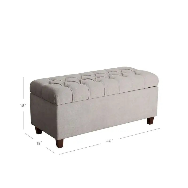 Banc de rangement capitonné avec couvercle à charnière – Gris