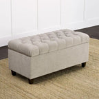 Banc de rangement capitonné avec couvercle à charnière – Gris