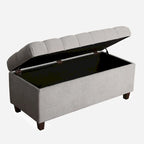 Banc de rangement capitonné avec couvercle à charnière – Gris