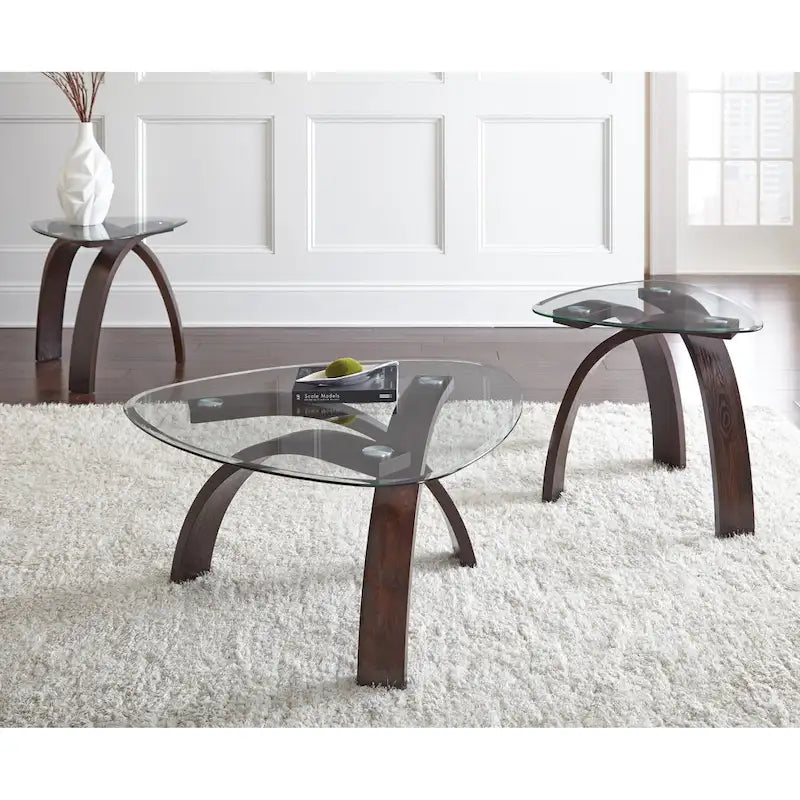 Steve Silver Perrin Contemporary Glass Top 3-Piece Occasional Set