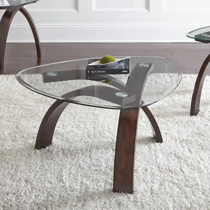 Ensemble de 3 tables d'appoint à plateau en verre