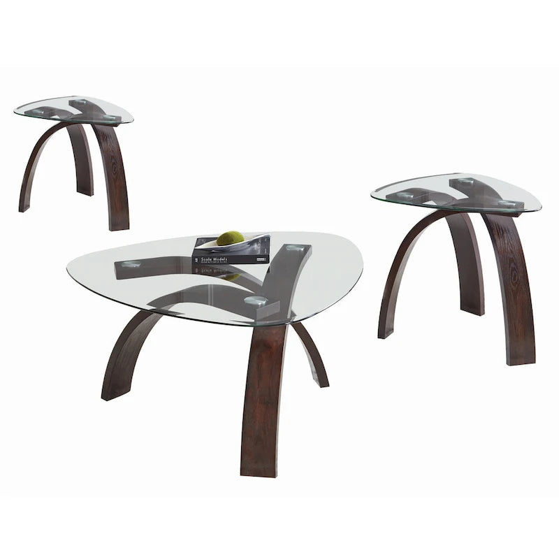 Ensemble de 3 tables d'appoint à plateau en verre