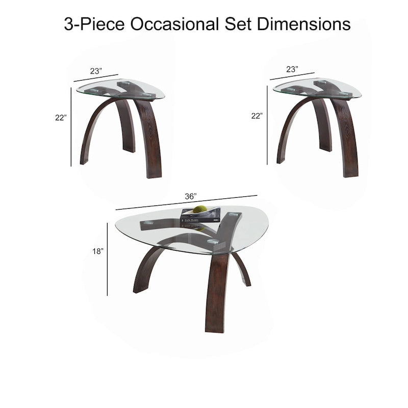 Ensemble de 3 tables d'appoint à plateau en verre