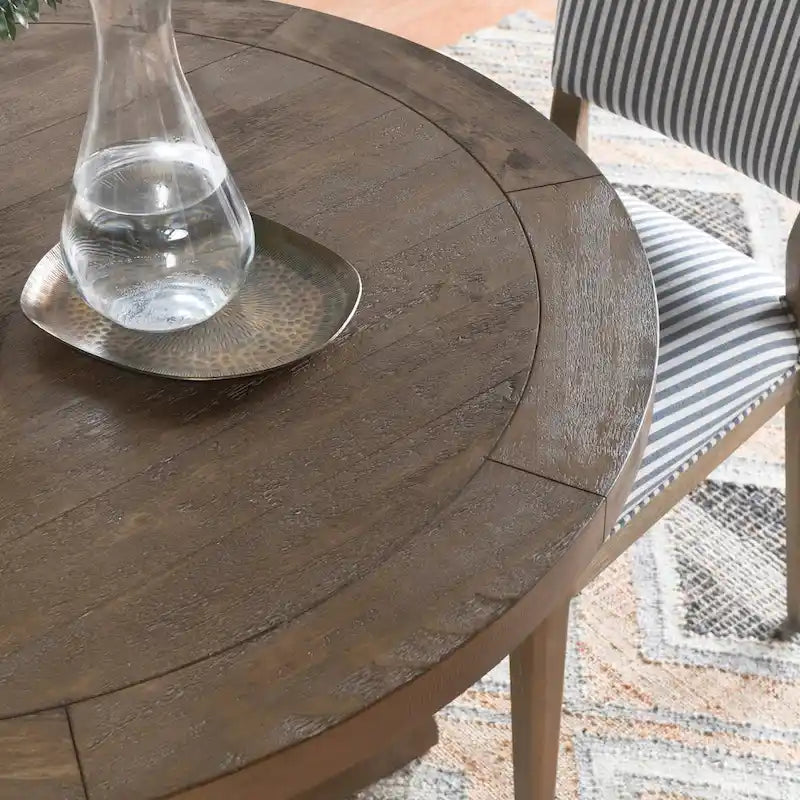 Table à manger ronde à pied central de 42 po, brun vieilli