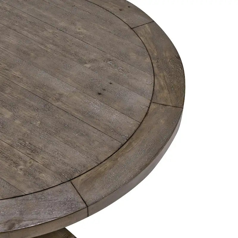 Table à manger ronde à pied central de 42 po, brun vieilli
