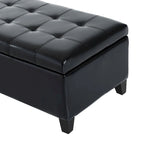 Banc ottoman capitonné en similicuir de 51 pouces avec rangement