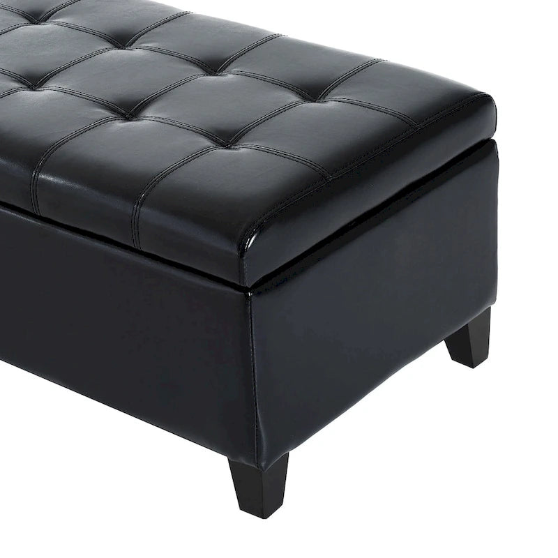 Banc ottoman capitonné en similicuir de 51 pouces avec rangement