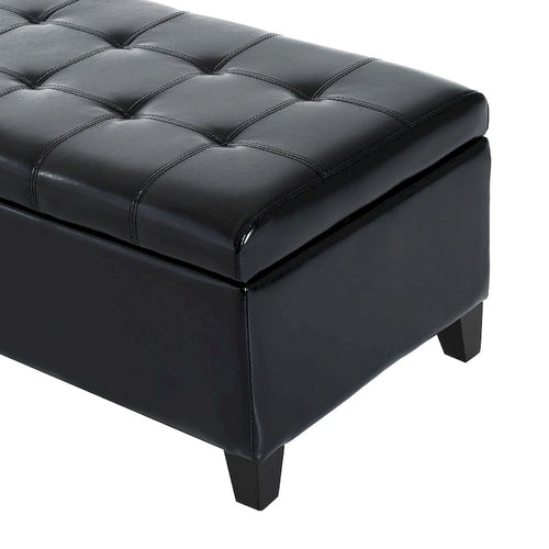 Banc ottoman capitonné en similicuir de 51 pouces avec rangement