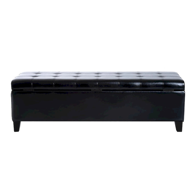 Banc ottoman capitonné en similicuir de 51 pouces avec rangement