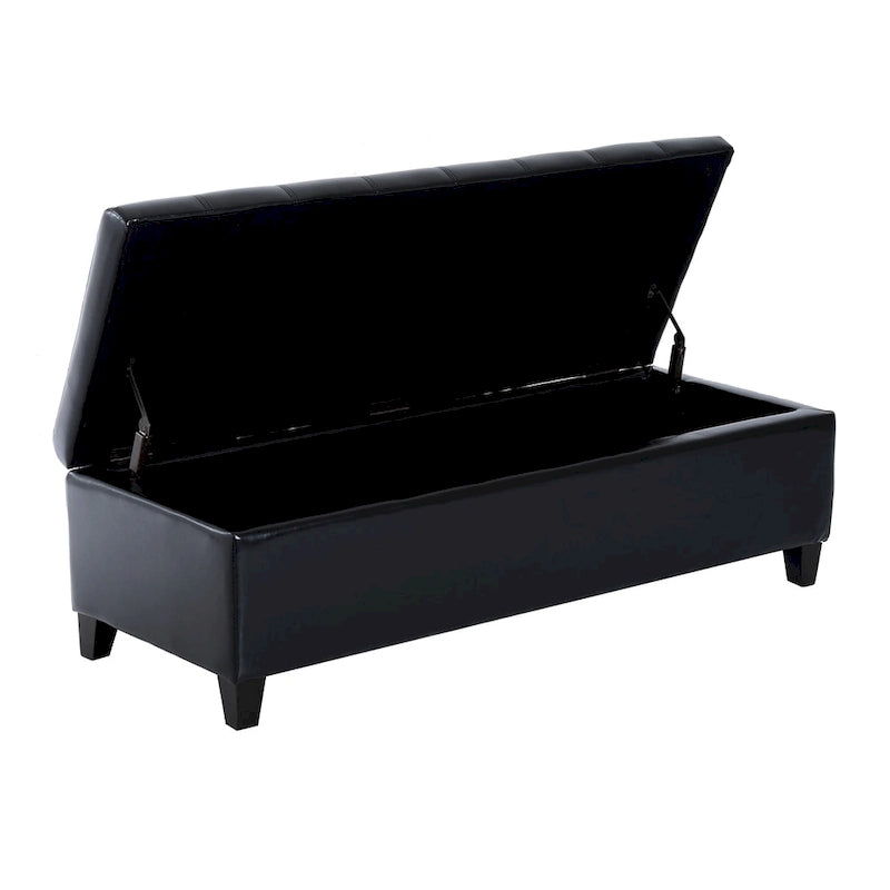 Banc ottoman capitonné en similicuir de 51 pouces avec rangement