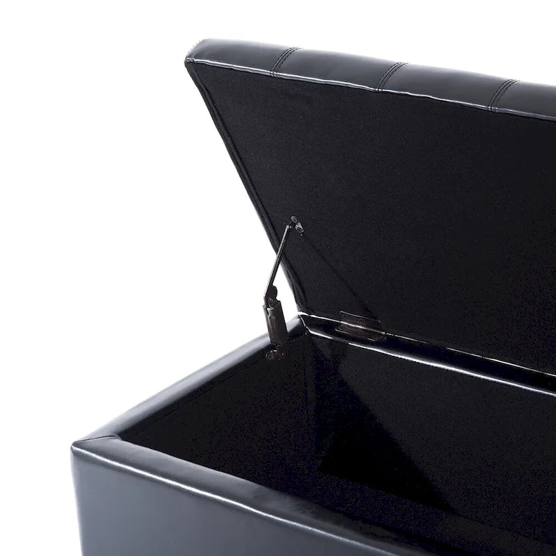 Banc ottoman capitonné en similicuir de 51 pouces avec rangement